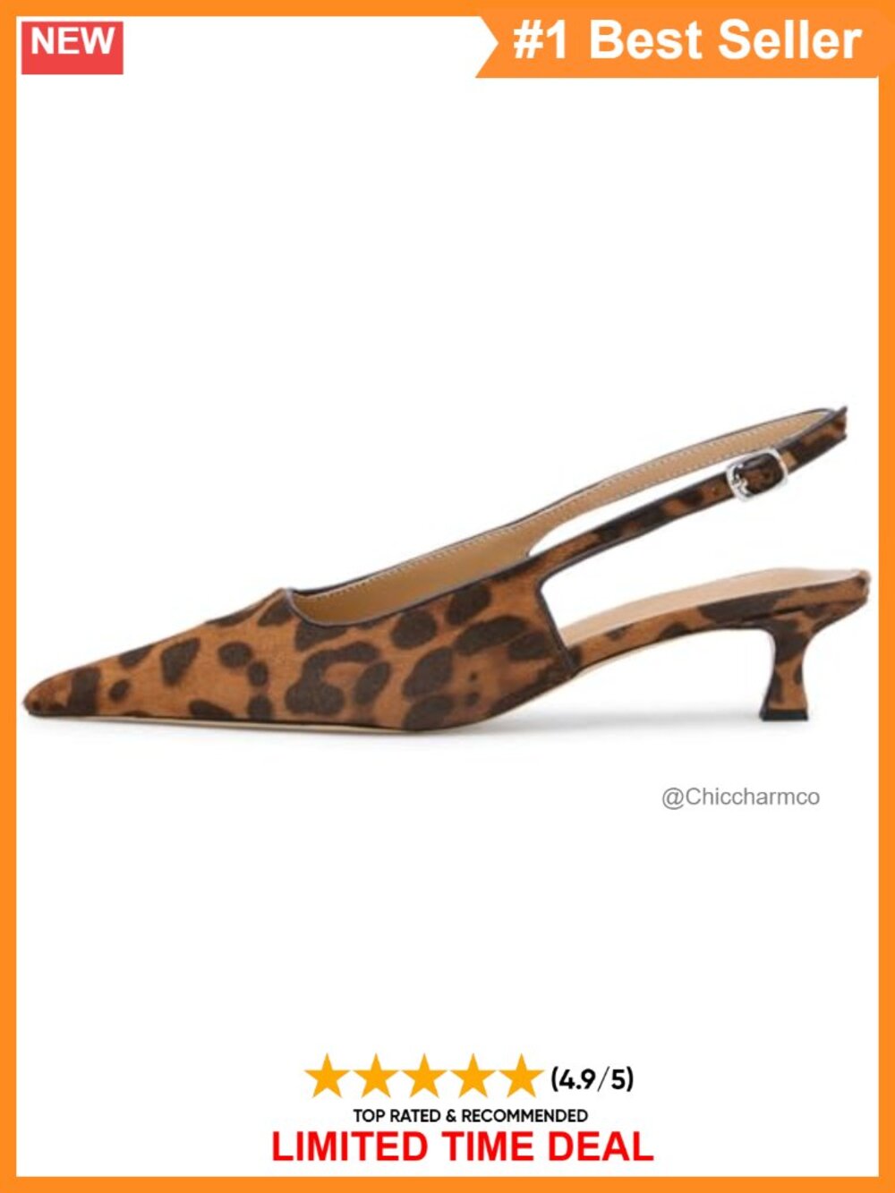 Women's Synthetic Slingback Kitten Heel Pumps Pointed Toe Low Heel